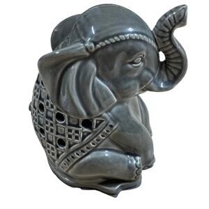 Intertek Ceramic Gray Elephant Scented Wax Warmer Excellent Used Condition